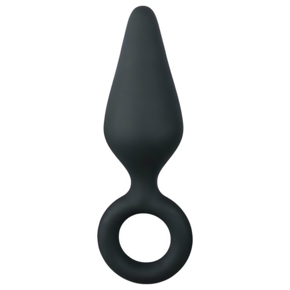 Easytoys Pointy Plug - anální dildo s úchytovým kroužkem - střední (černá)