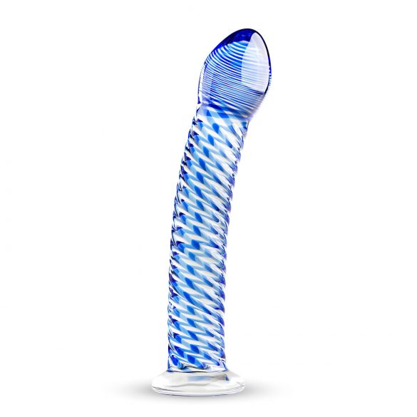 Gildo Glass No. 5 - spirálové skleněné dildo (průsvitné modré)