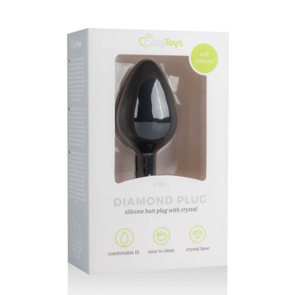 Easytoys Diamond - Plug anal noir avec diamant blanc (moyen)