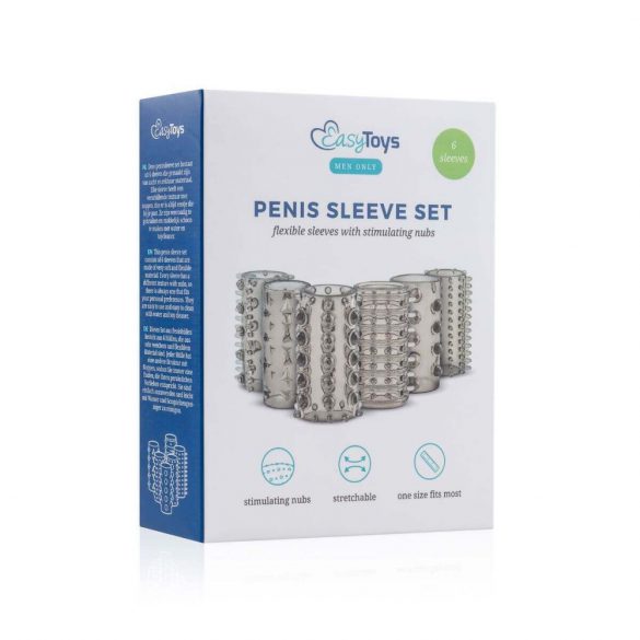 Easytoys Penis Sleeve - sada návleků na penis - kouřová (6ks)