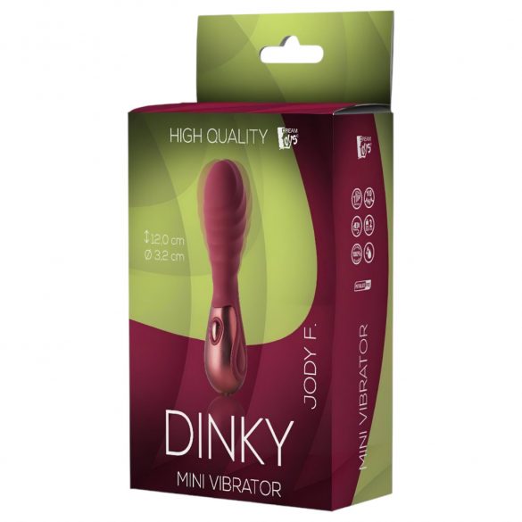 Dinky Jody F. Mini - dobíjecí mini vibrátor s žebry (vínová)