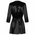 Peignoir Satinia - court en satin avec string (noir) - L/XL