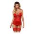 Obsessive Lovica - kanten jarreteltop en string (rood) - L/XL