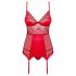 Obsessive Lovica - ensemble porte-jarretelles en dentelle et tanga (rouge) - L/XL