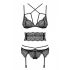 Obsessive Frivolla - ensemble lingerie en dentelle piquant - 4 pièces (noir)