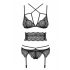 Obsessive Frivolla - ensemble lingerie en dentelle piquant - 4 pièces (noir) - L/XL