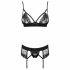 Obsessive Wonderia - Ensemble de lingerie en dentelle brodée (noir) - L/XL