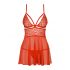 Charmante Babydoll en Dentelle avec String (Rouge) - L/XL