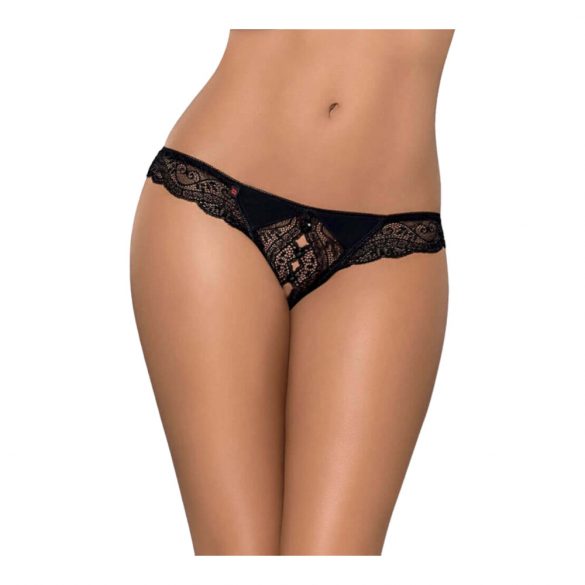 Obsessive Miamor - open string met steentjes (zwart) - L/XL