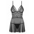 Obsessive 838-BAB-1 - babydoll en dentelle transparente avec string (noir) - L/XL