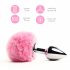 FeelzToys Bunny Tails Butt Plug - kovový anální kolík se zaječím ocáskem (stříbrno-růžový)