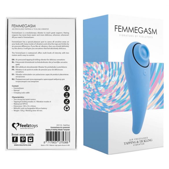 FEELZTOYS Femmegasm - stimulateur clitoridien rechargeable 2en1 (bleu)