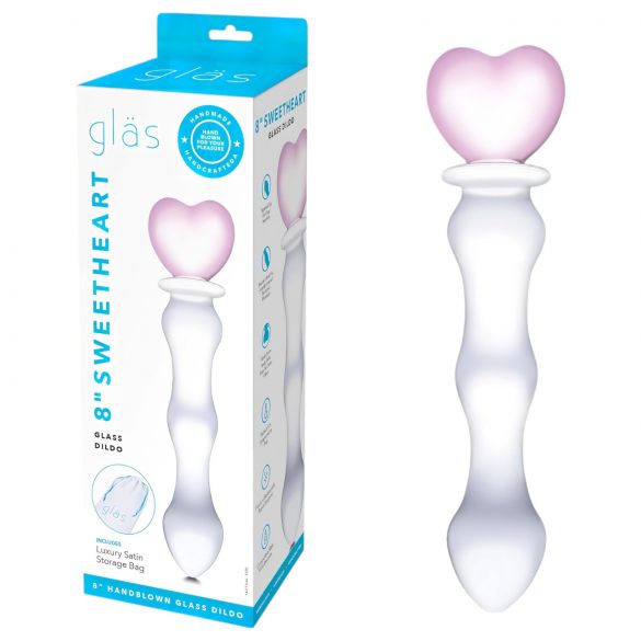 GLAS - skleněné dildo ve tvaru srdce (průsvitné)