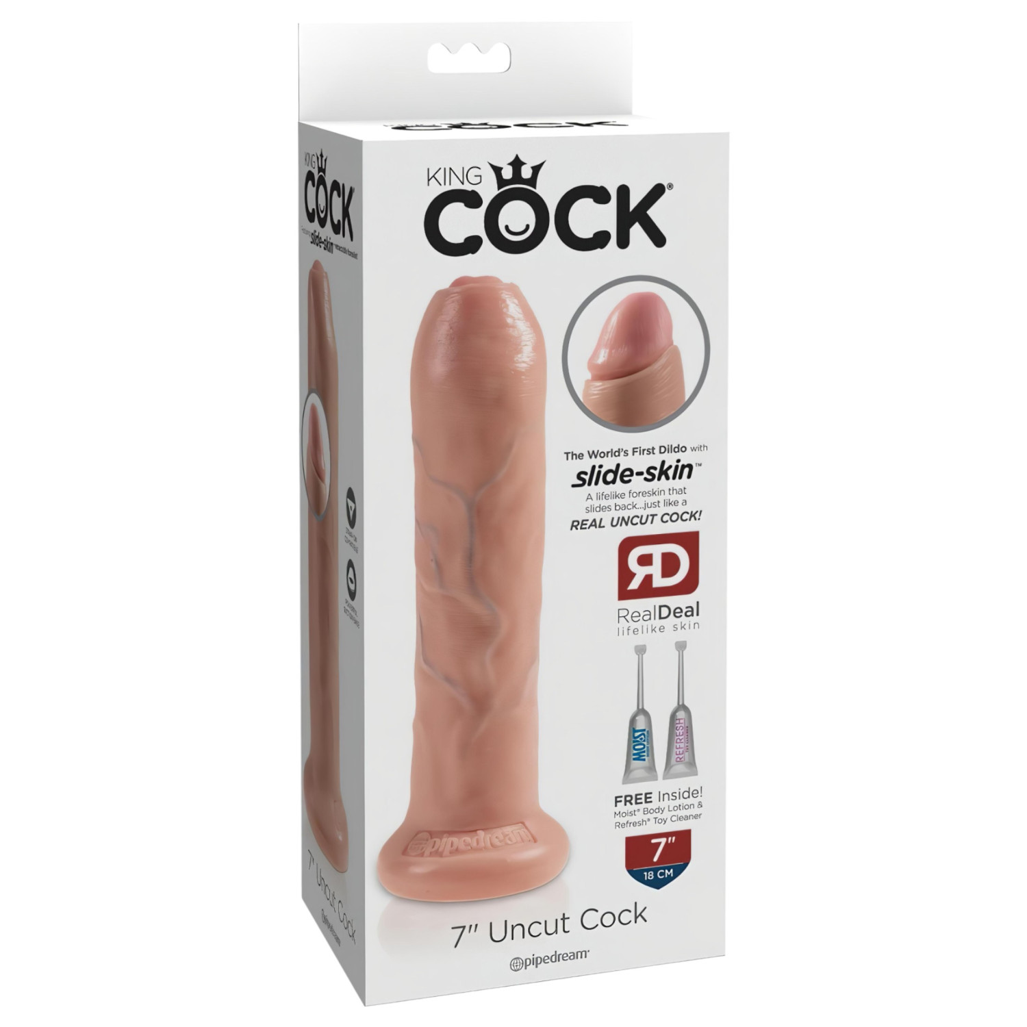 King Cock 7 Předkožkátor - realistické dildo (18cm) - tělová barva