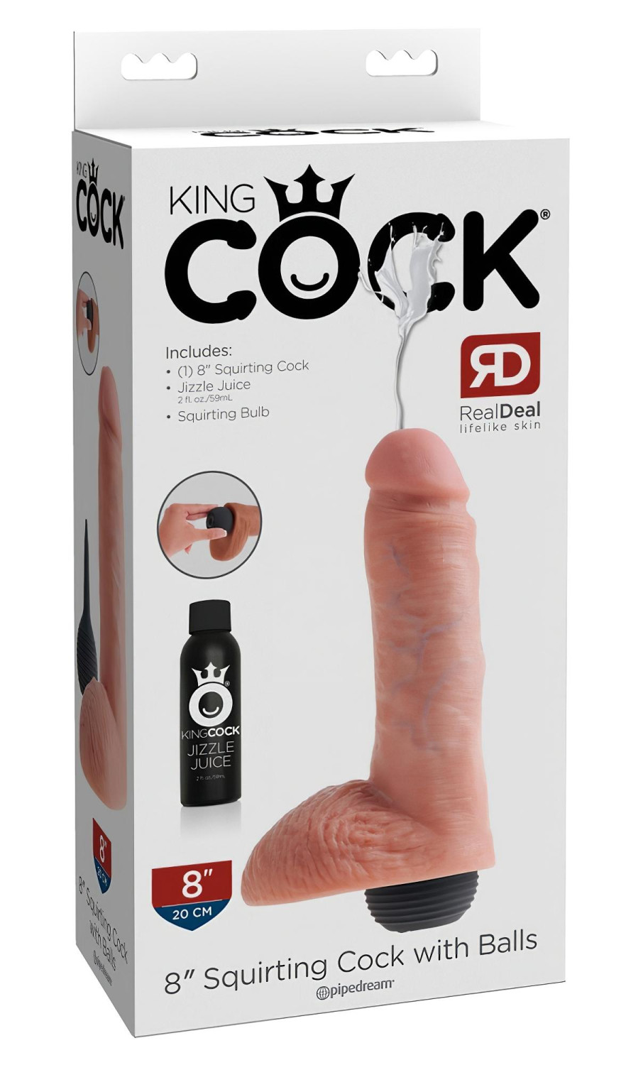 King Cock 8 - realistické stříkající dildo (20cm) - tělová barva