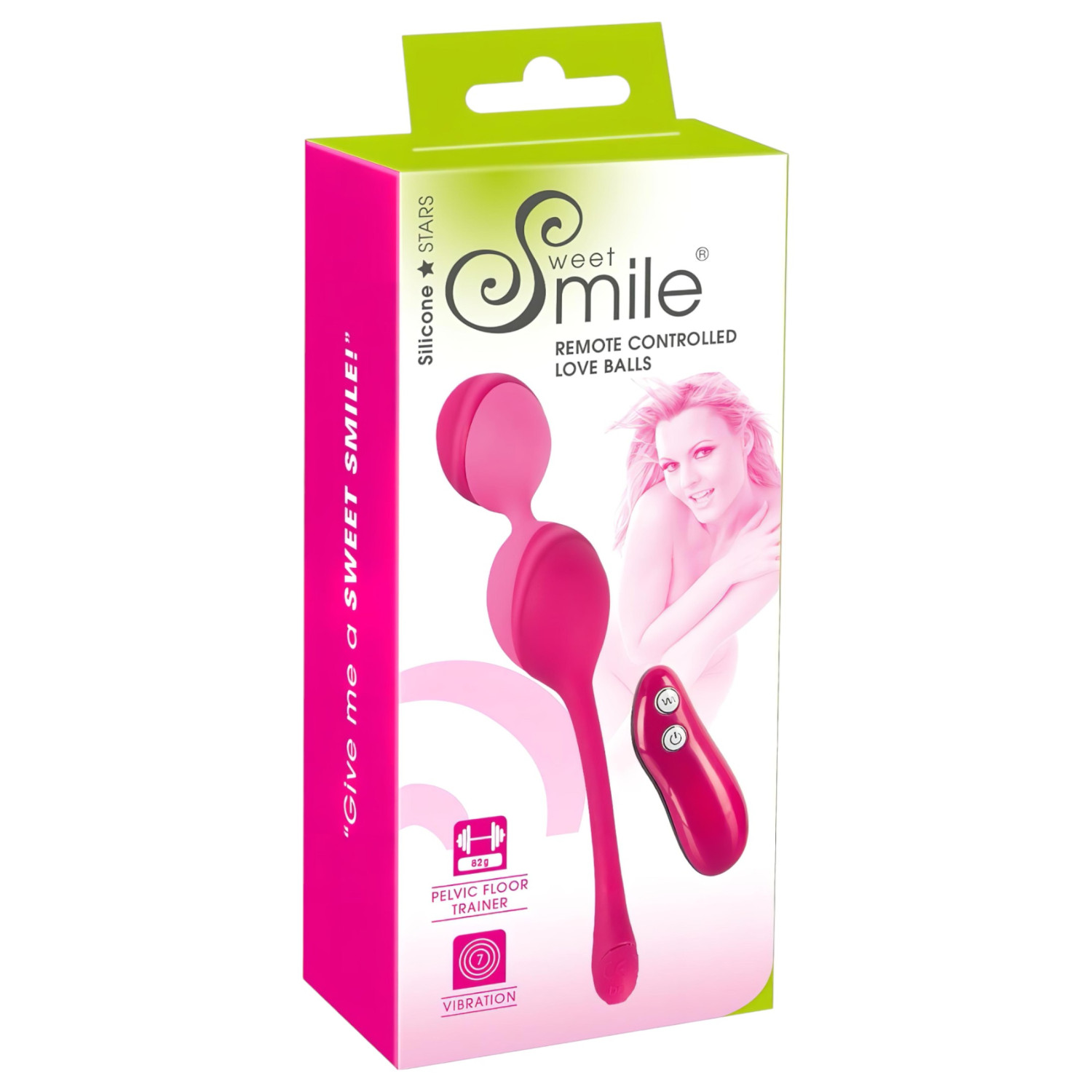 SMILE Love Balls - 82g -ové, nabíjecí vibrační vajíčko na dálkové ovládání (růžové)