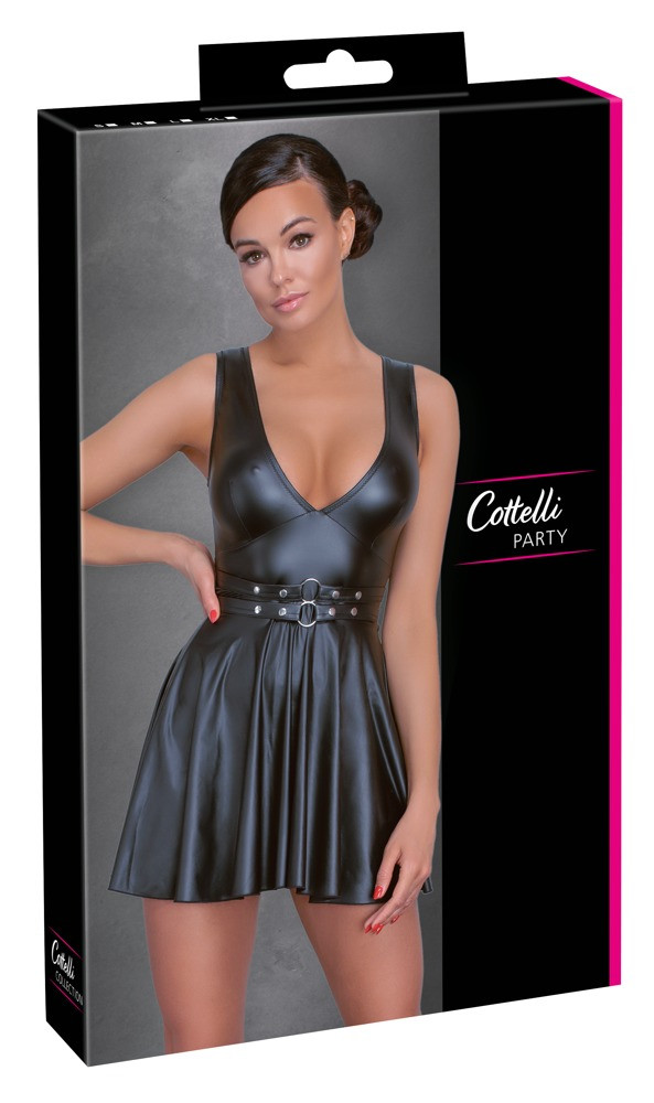 Cottelli - plisované šaty s páskem (černé) - XL