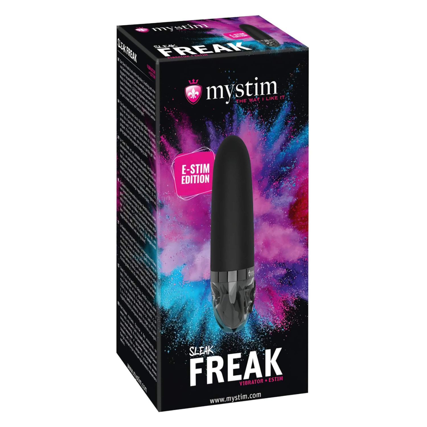 mystim Sleak Freak E-Stim - dobíjecí elektrický tyčový vibrátor (černý)