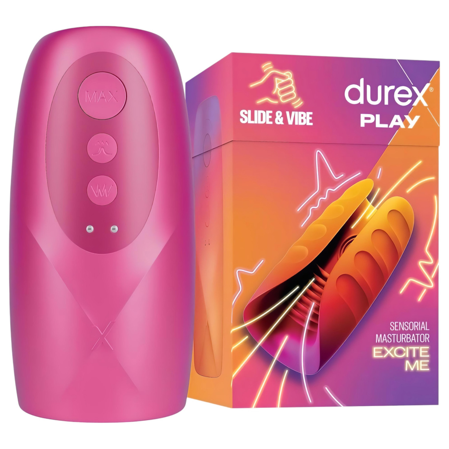 Durex Slide &amp; Vibe - dobíjecí, vodotěsný makrovibrátor (růžový)