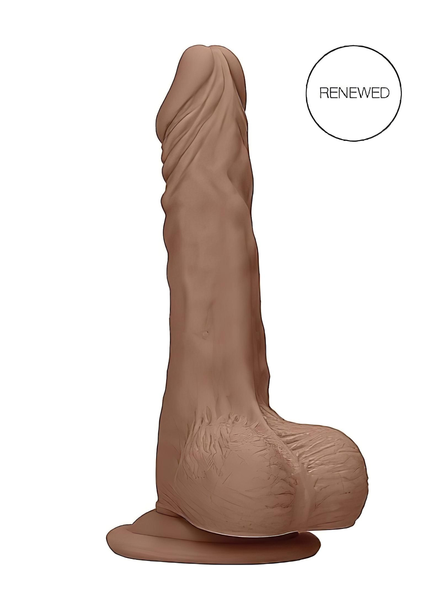 RealRock Dong 9 - realistické dildo s varlaty (23 cm) - tmavý přírodní